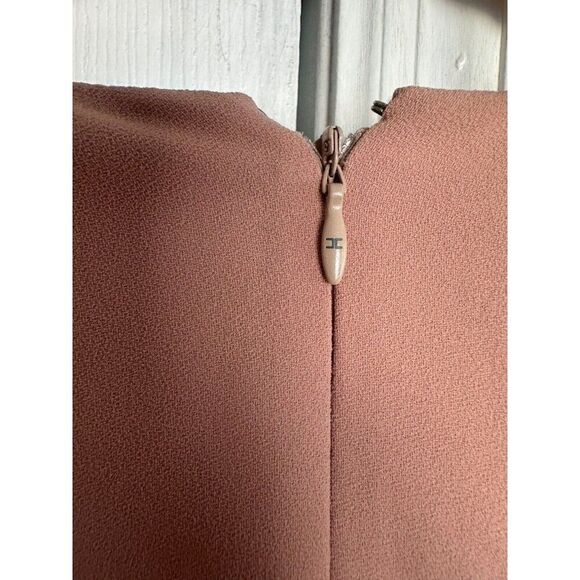 Elisabetta Franchi V-Neck Mini Dress in Beige Women's Size 38 Made in Italy - Picture 6 of 10